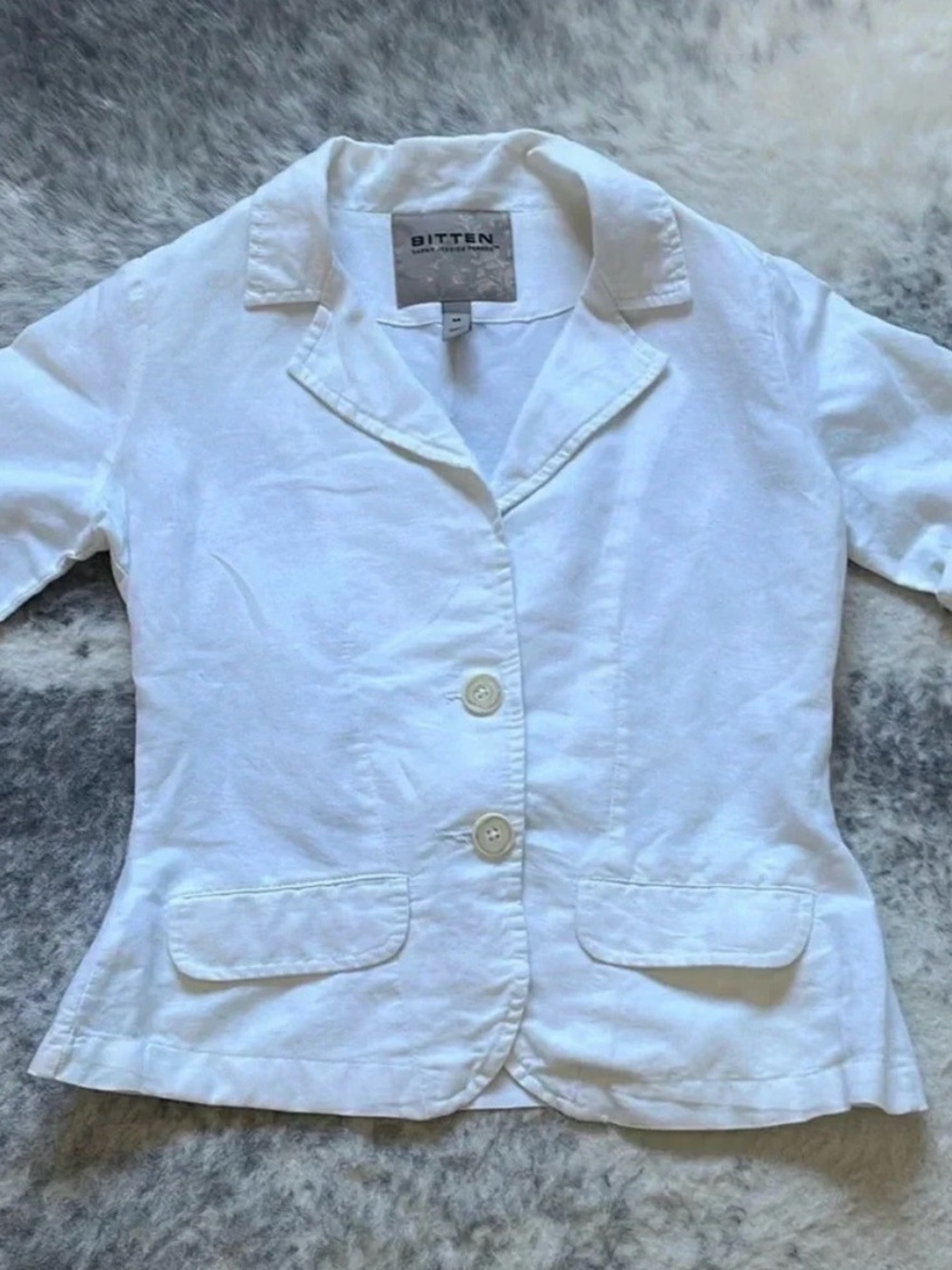 Bitten White Linen Blazer